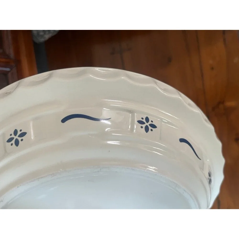 Set of 2 Longaberger Pottery Woven Traditions Classic Blue Pie Plate Dish
